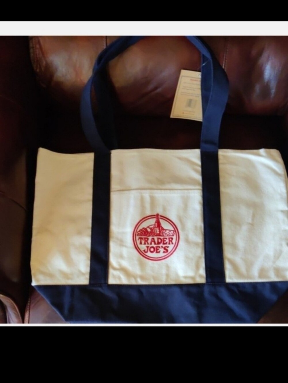 NEW LARGE Trader Joe's Limited Edition Canvas Tote Bag - Navy